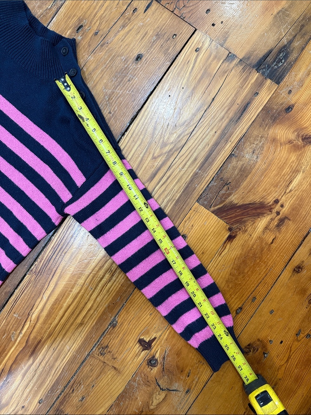 LOFT Navy and Pink Striped Sweater with buttons size large - Picture 8 of 11